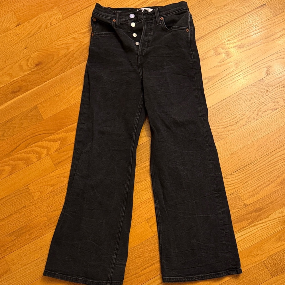 Re/Done Charcoal Button-Fly Denim